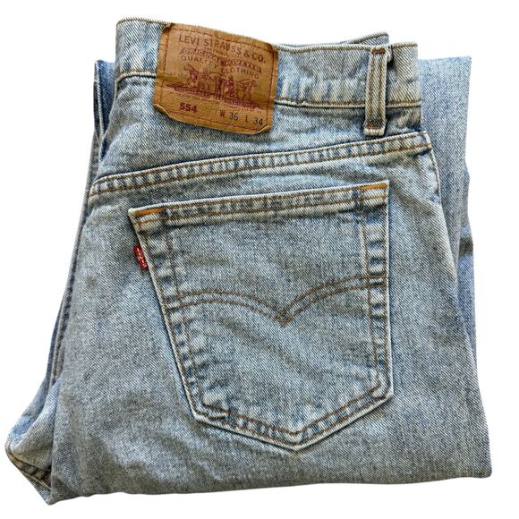 VINTAGE Levis 554 Jeans Mens 36 x 34 Blue Denim Relaxed Straight USA 90s Y2K